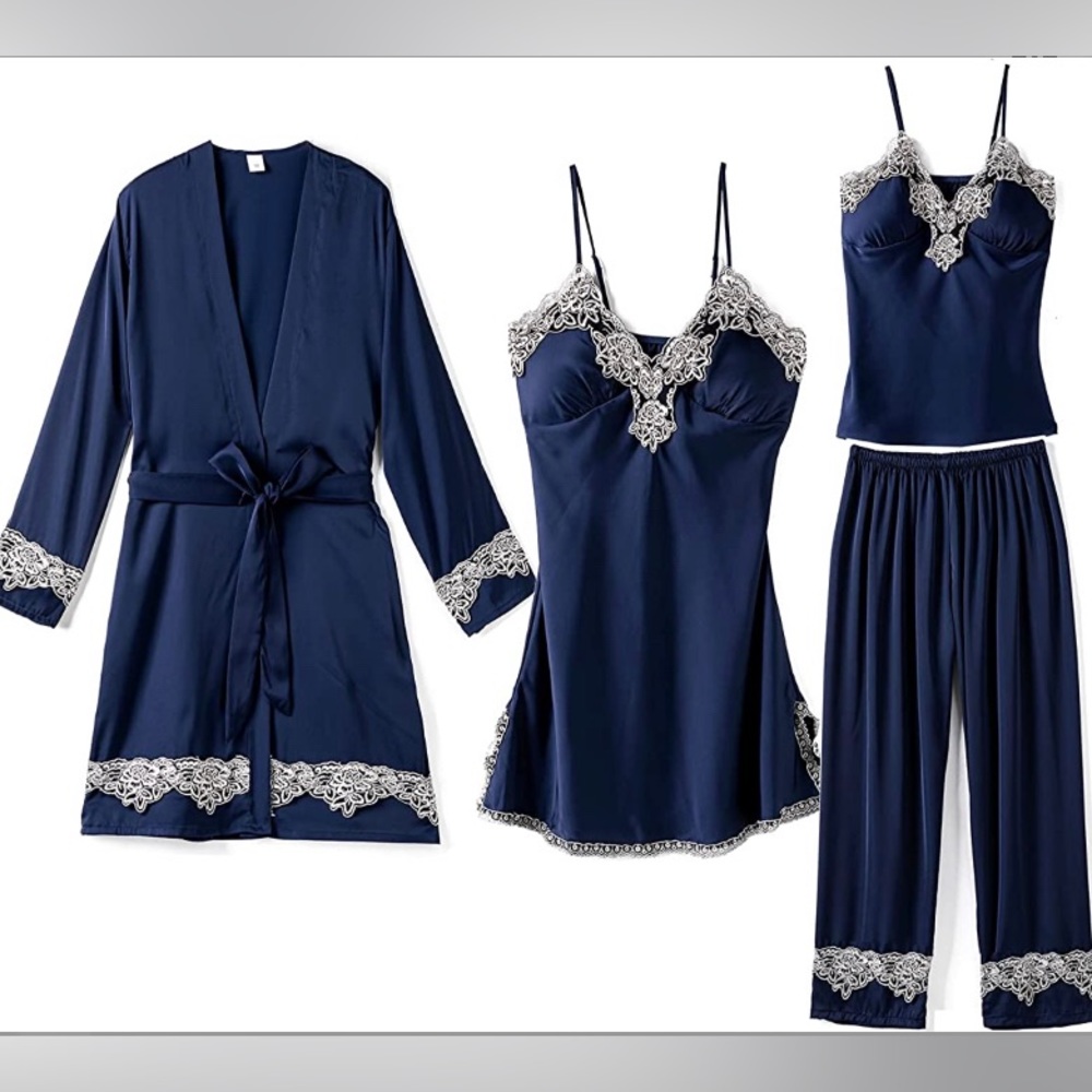 4 Piece Satin Sleep Set
